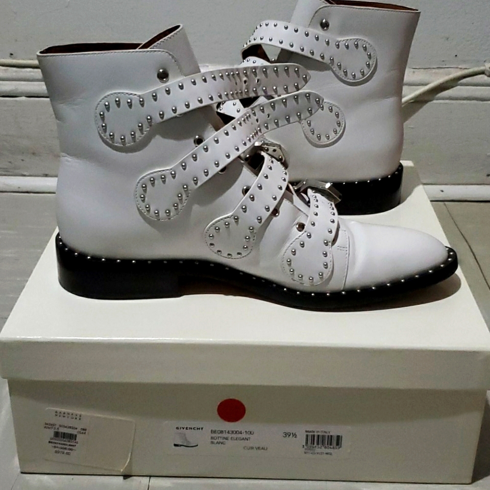 Designer Givenchy Studded Buckle Leather Boots